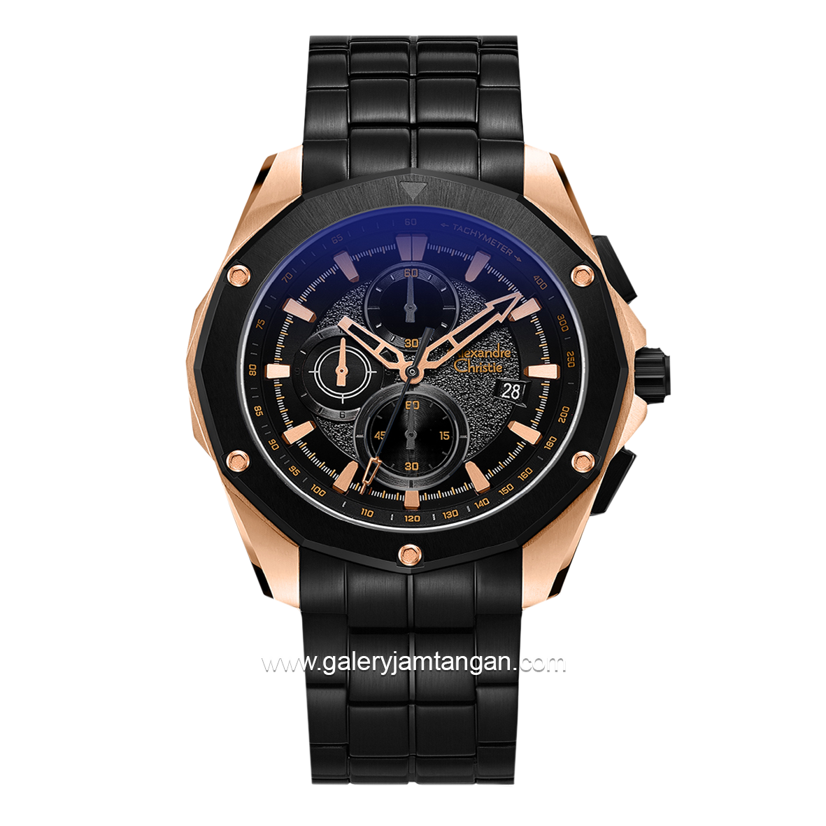 Alexandre Christie AC 6663 MC Black Rosegold Stainless Steel