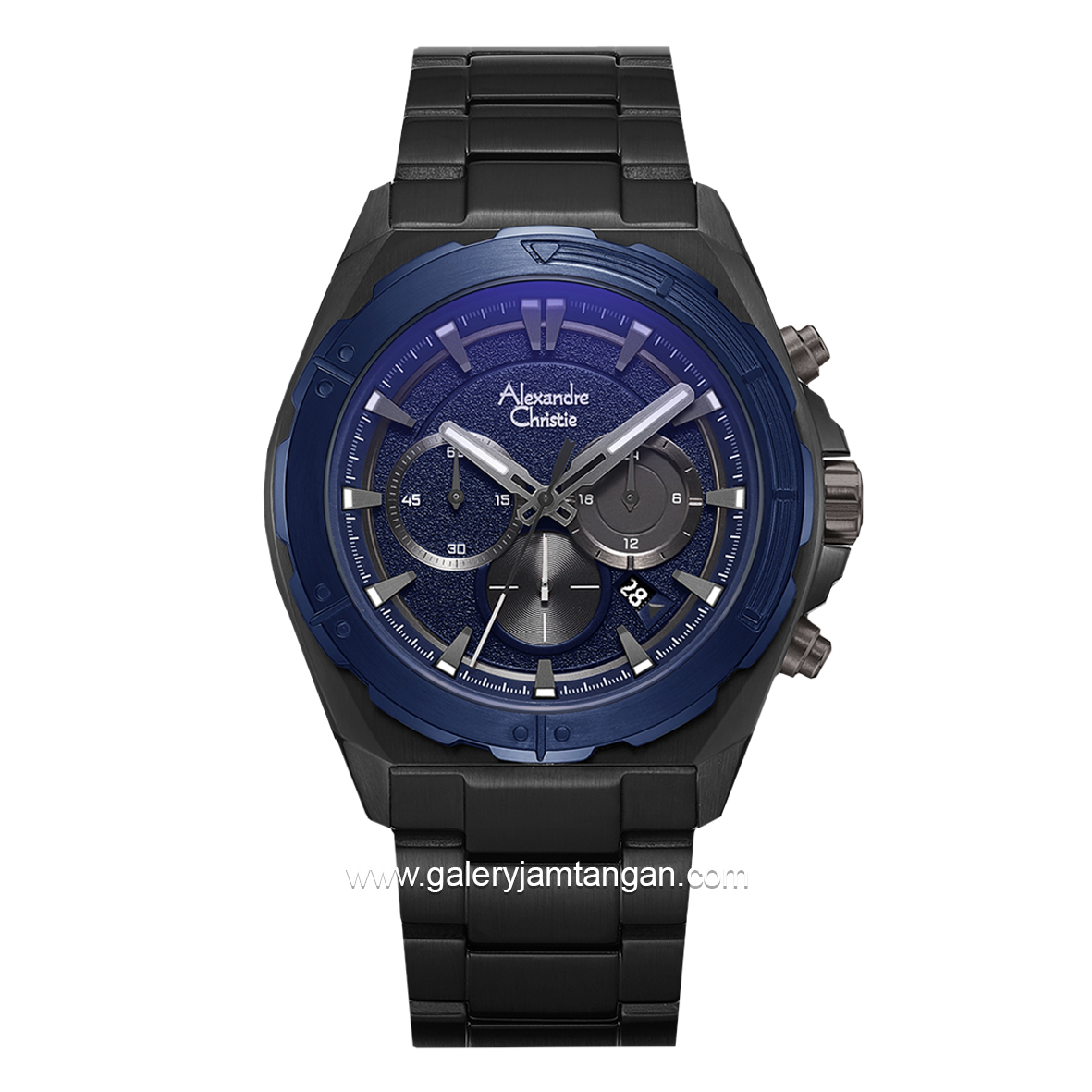 Alexandre Christie AC 6664 MC Black Ring Blue Stainless Steel
