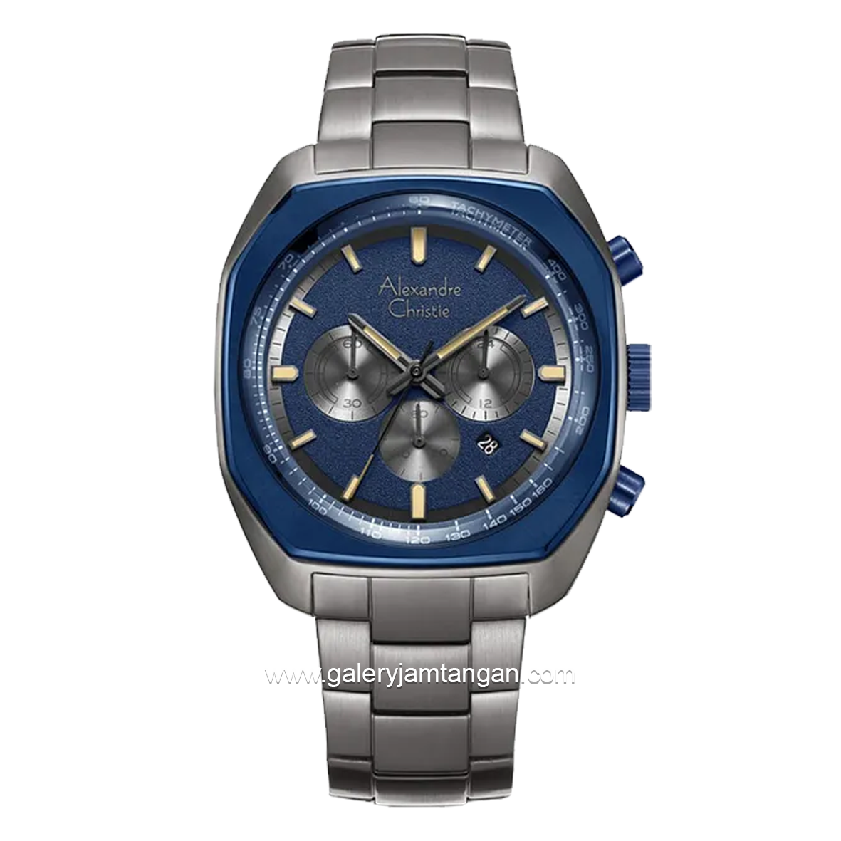Alexandre Christie AC 6666 MC Grey Navy Chronograph Stainless Steel Strap + Extra Strap
