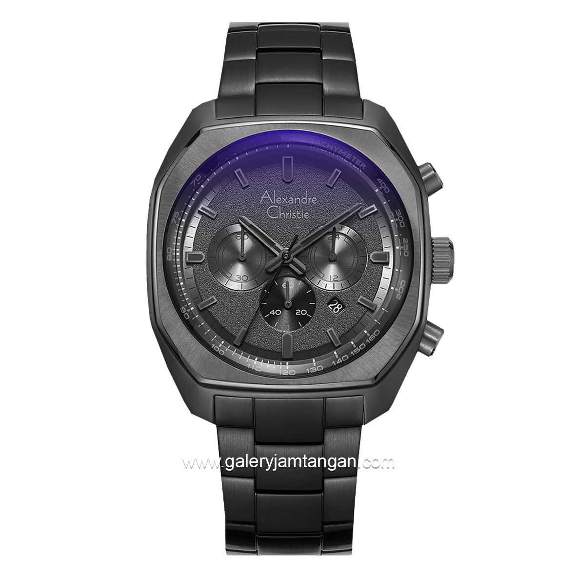 Alexandre Christie AC 6666 MC Black Chronograph Stainless Steel Strap + Extra Strap