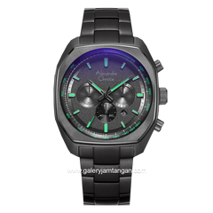 Alexandre Christie AC 6666 MC Black List Green Chronograph Stainless Steel Strap + Extra Strap