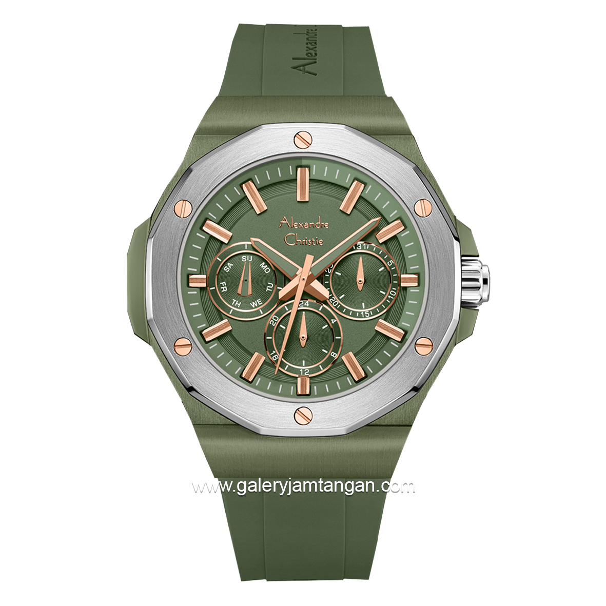 Alexandre Christie AC 6675 MF Army Rubber Strap