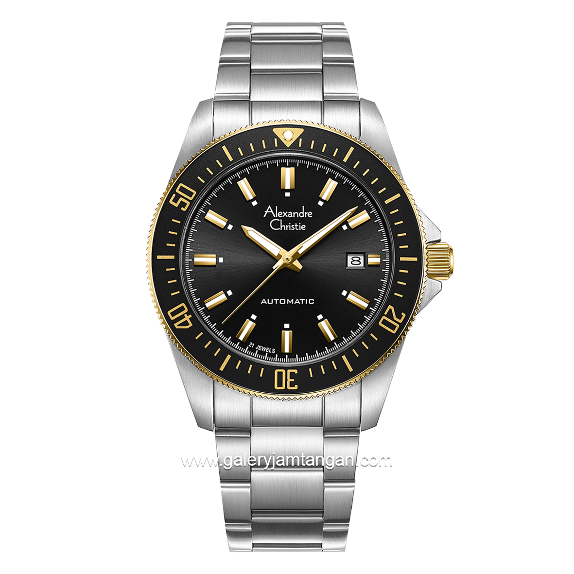 Alexandre Christie AC 6676 MA Silver Black List Gold Automatic Stainless Steel