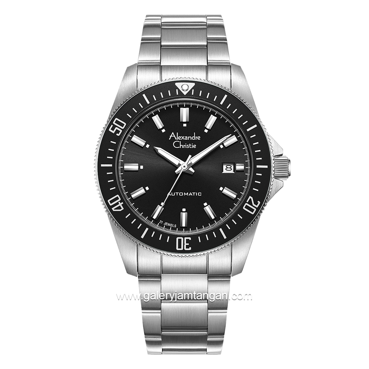 Alexandre Christie AC 6676 MA Silver Dial Black Automatic Stainless Steel