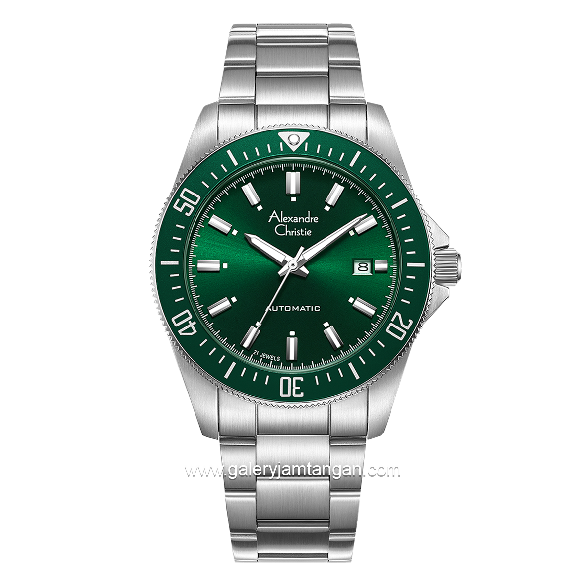 Alexandre Christie AC 6676 MA Silver Dial Green Automatic Stainless Steel