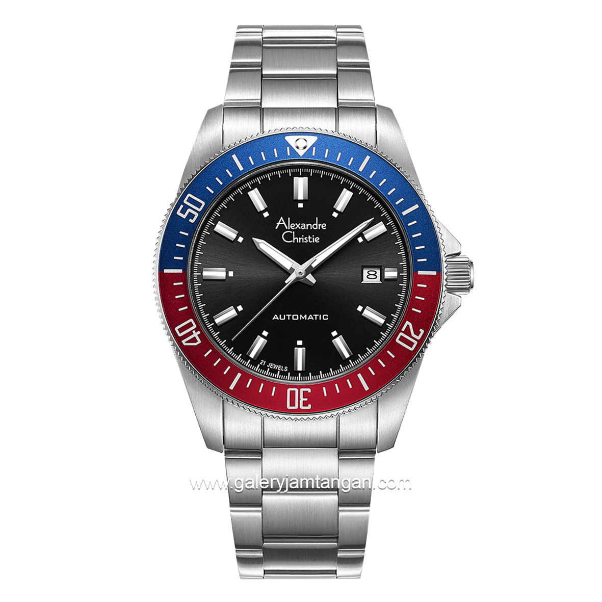 Alexandre Christie AC 6676 MA Silver Dial Black Automatic Stainless Steel