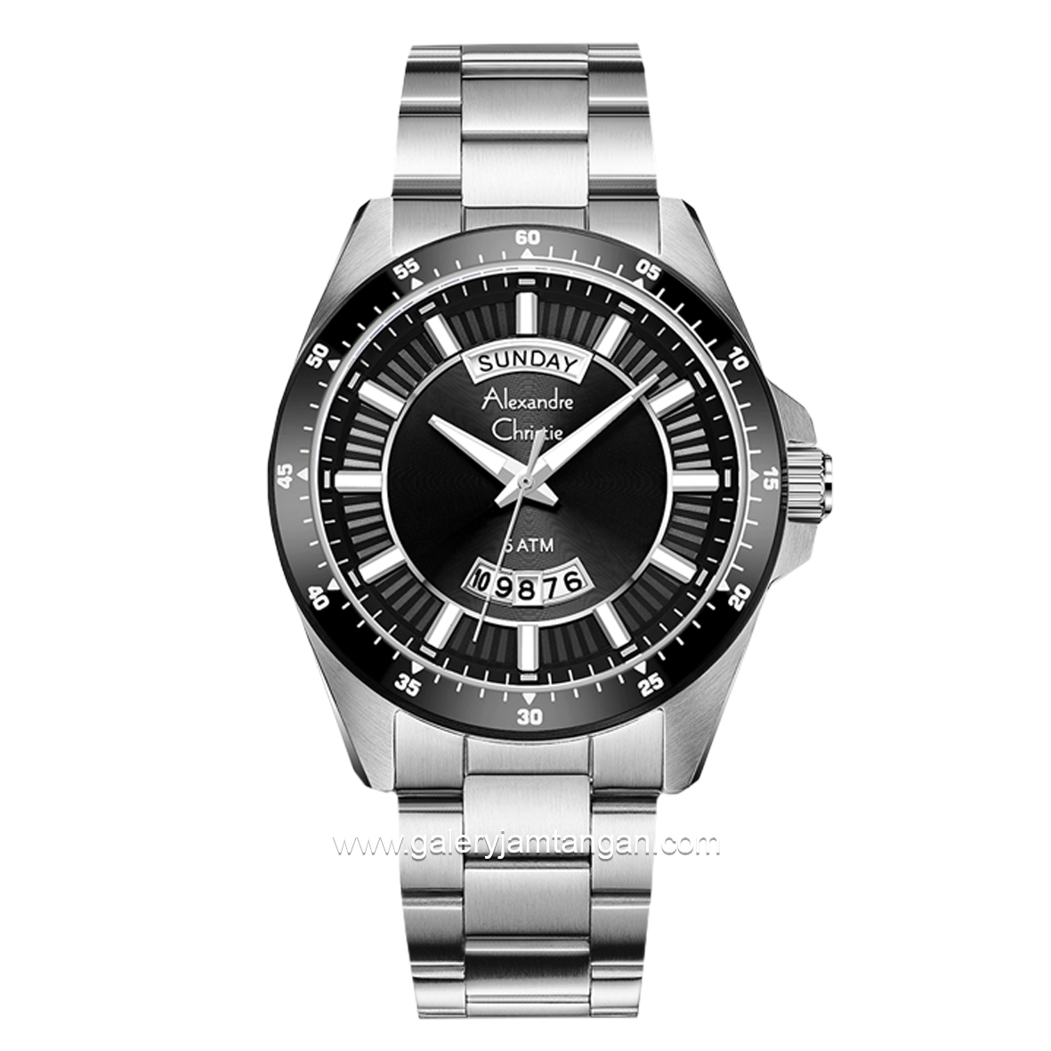 Alexandre Christie AC 6678 ME Silver Ring Black Stainless Steel