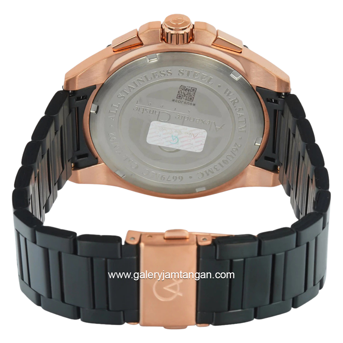 Alexandre Christie AC 6679 MCBBRBA Black Rosegold Stainless Steel
