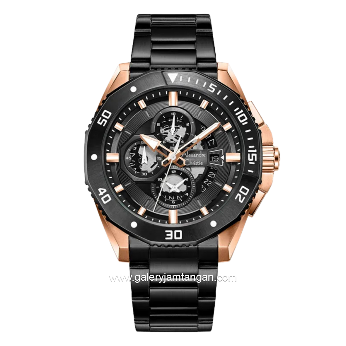 Alexandre Christie AC 6679 MCBBRBA Black Rosegold Stainless Steel