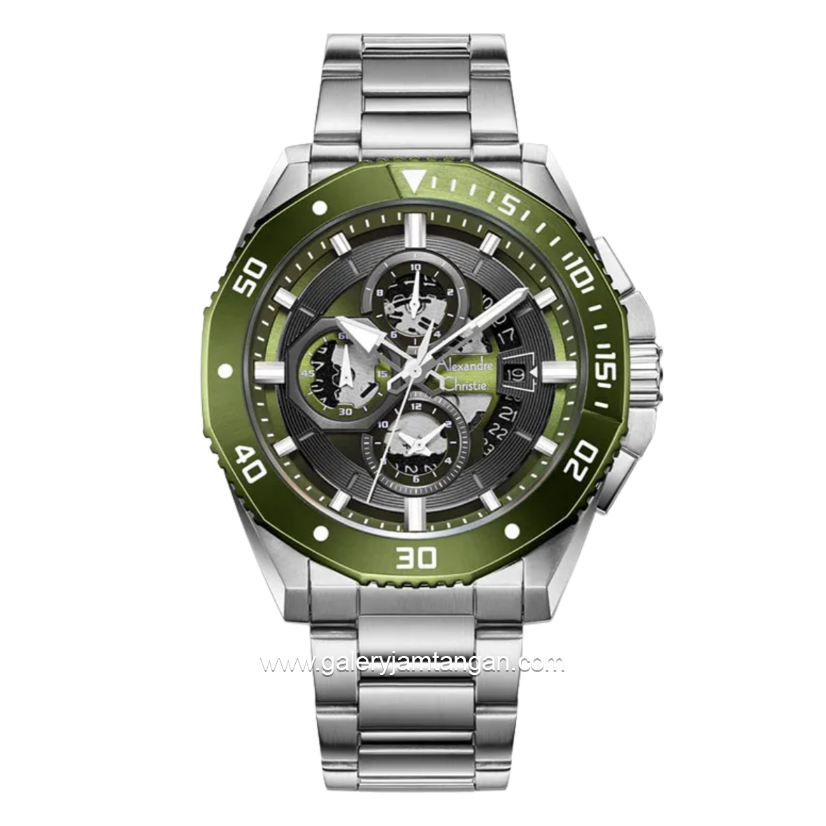 Alexandre Christie AC 6679 MCBTOGN Silver Dial Green Stainless Steel