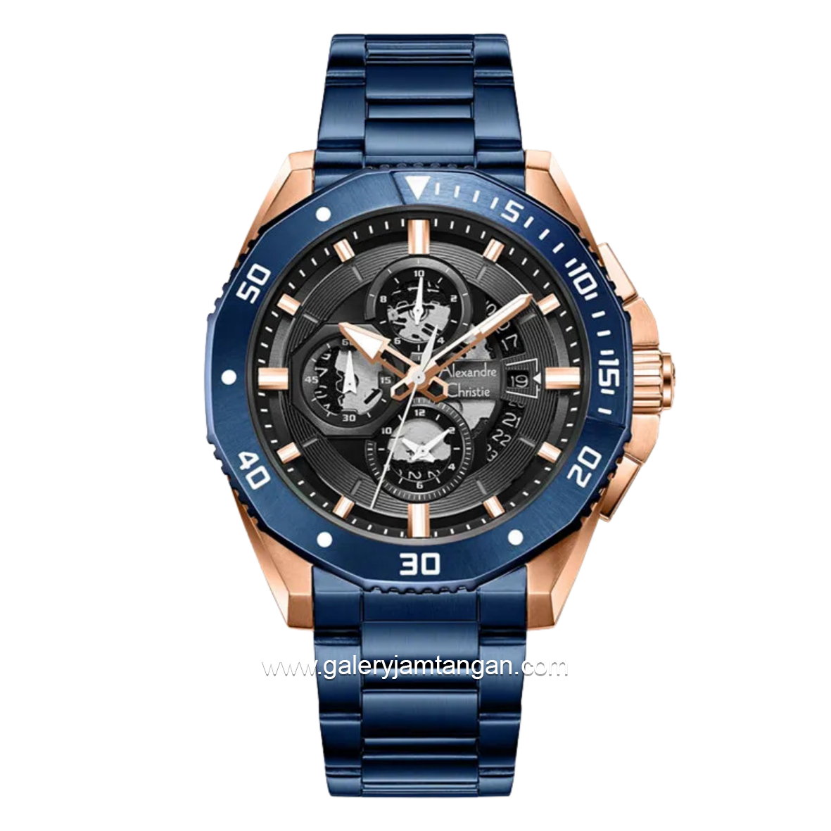 Alexandre Christie AC 6679 MCBURBA Blue Rosegold Stainless Steel