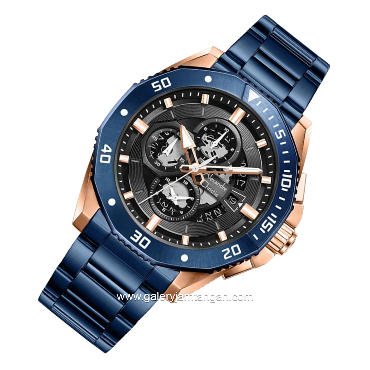 Alexandre Christie AC 6679 MCBURBA Blue Rosegold Stainless Steel