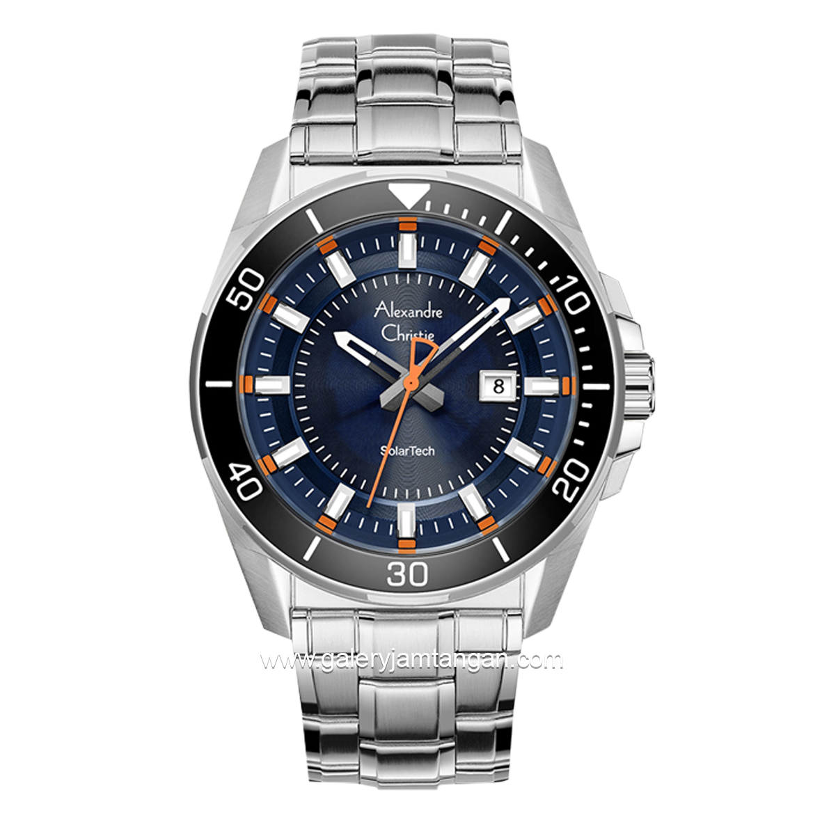 Alexandre Christie AC 6680 MD Solar Tech Silver Dial Blue Stainless Steel