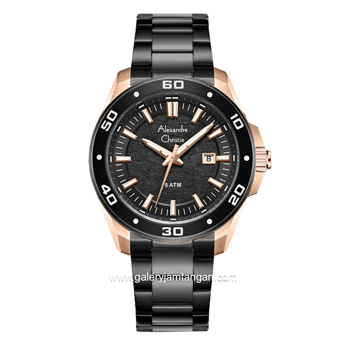 Alexandre Christie AC 6686 MD Men Black Rosegold Stainless Steel