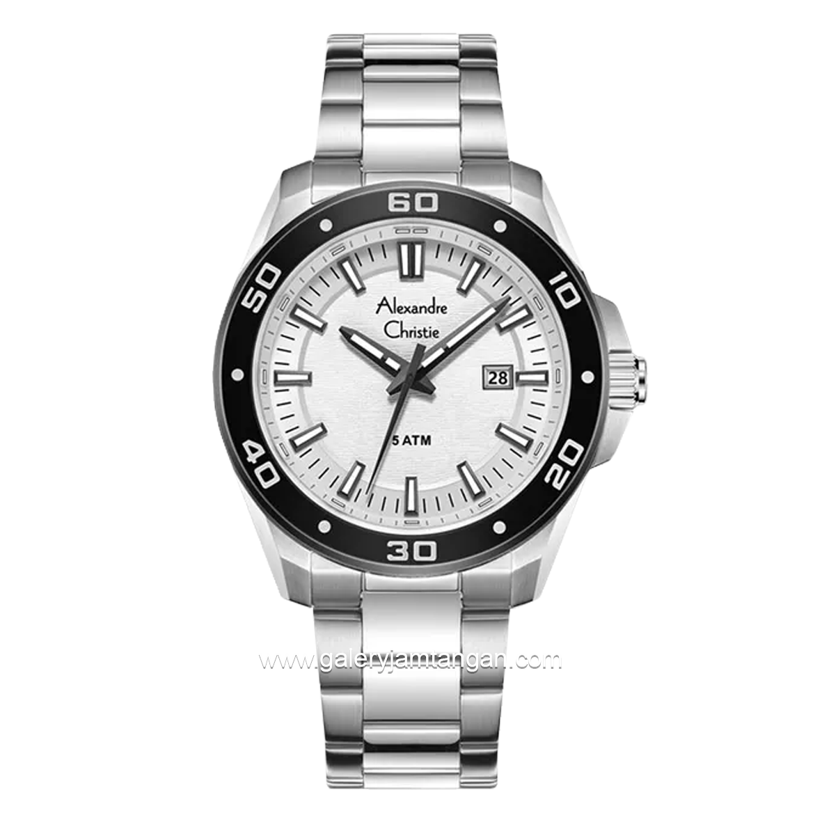 Alexandre Christie AC 6686 MD Men Silver Ring Black Stainless Steel