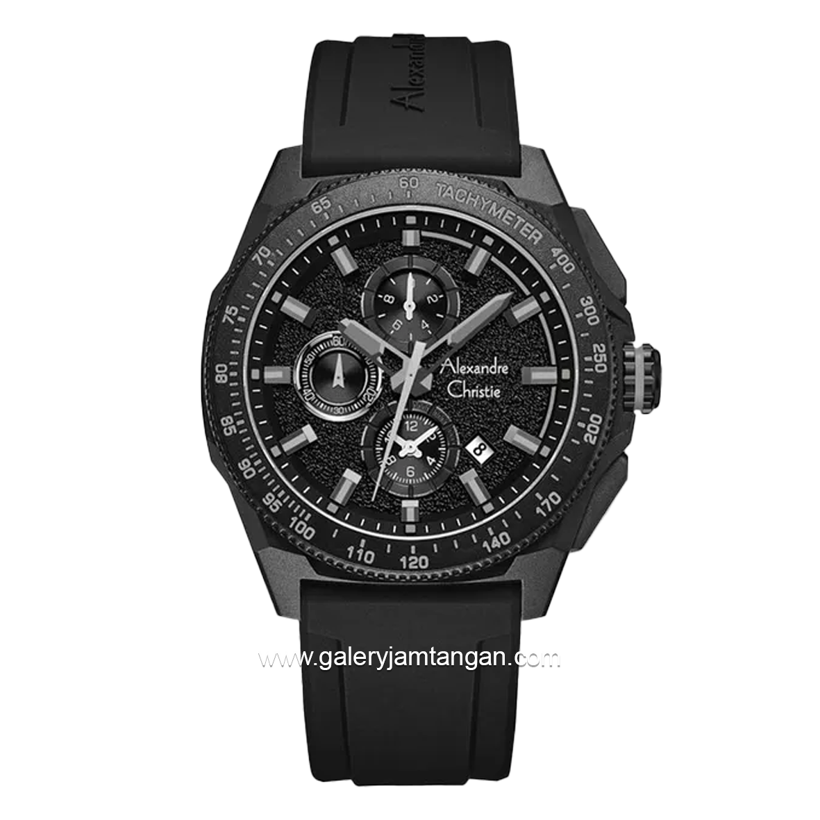 Alexandre Christie AC 6688 MC Chronograph Black Hour Marker Gray Rubber Strap