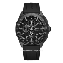 Alexandre Christie AC 6688 MC Chronograph Black Hour Marker Gray Rubber Strap