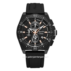Alexandre Christie AC 6689 MC Chronograph Black Hour Marker Rosegold Rubber Strap