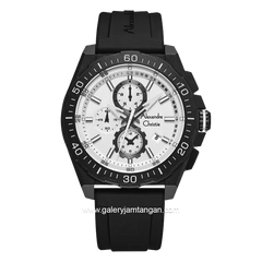 Alexandre Christie AC 6689 MC Chronograph Black Hour Marker White Rubber Strap