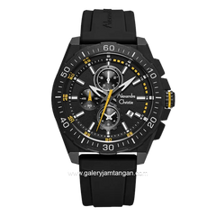 Alexandre Christie AC 6689 MC Chronograph Black Hour Marker Yellow Rubber Strap