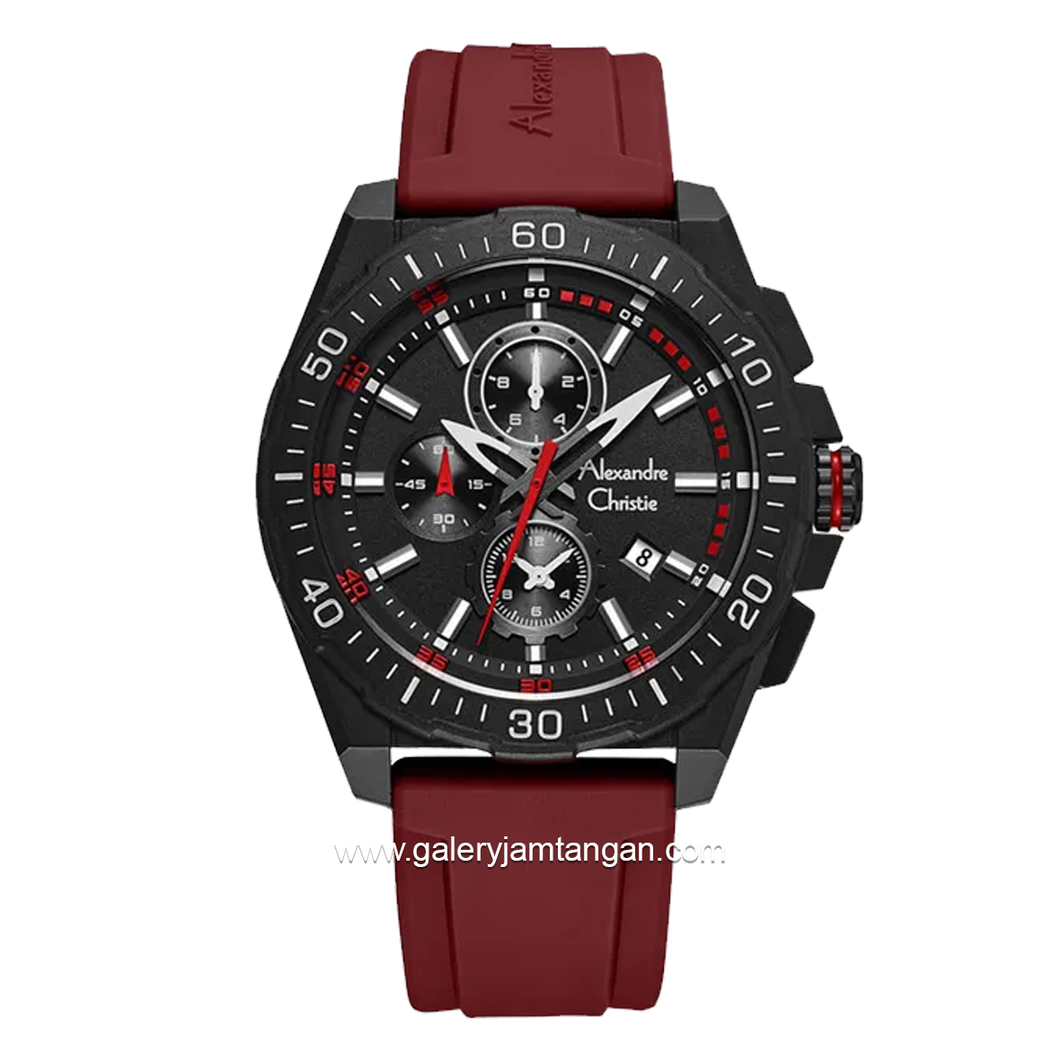 Alexandre Christie AC 6689 MC Chronograph Red Black Rubber Strap