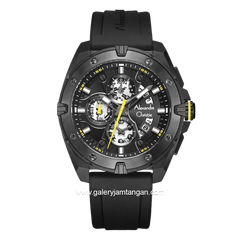 Alexandre Christie Chronograph AC 6693 MCREPBAYL Men Black Dial Black Rubber Strap