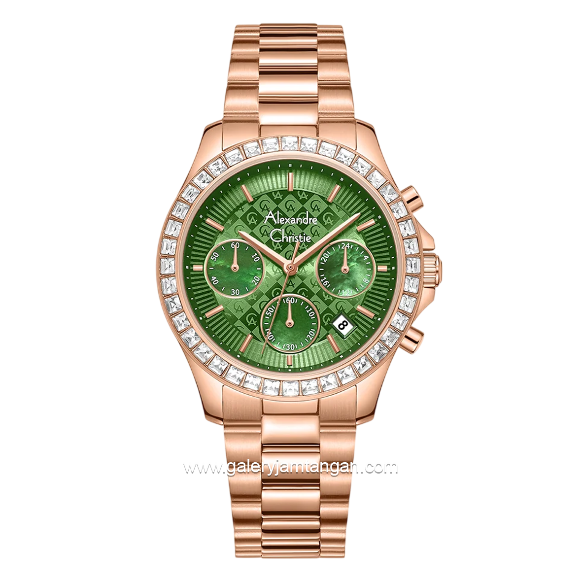 Alexandre Christie AC 6696 MCFRGGN Rosegold Dial Green Stainless Steel Strap