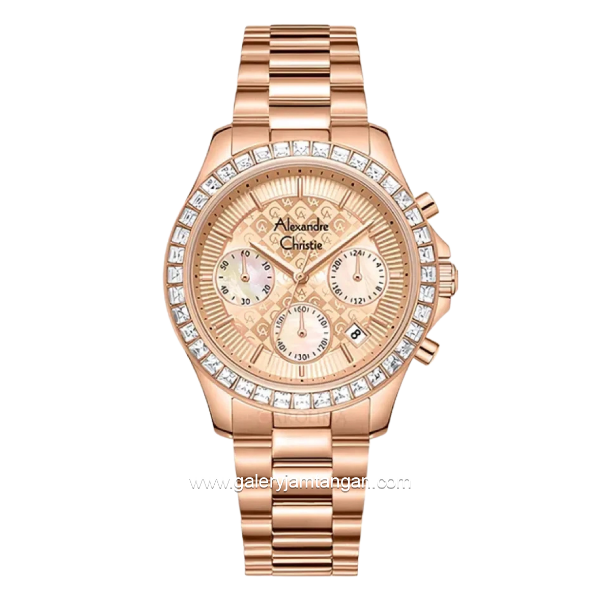 Alexandre Christie AC 6696 MCFRGLN Full Rosegold Stainless Steel Strap