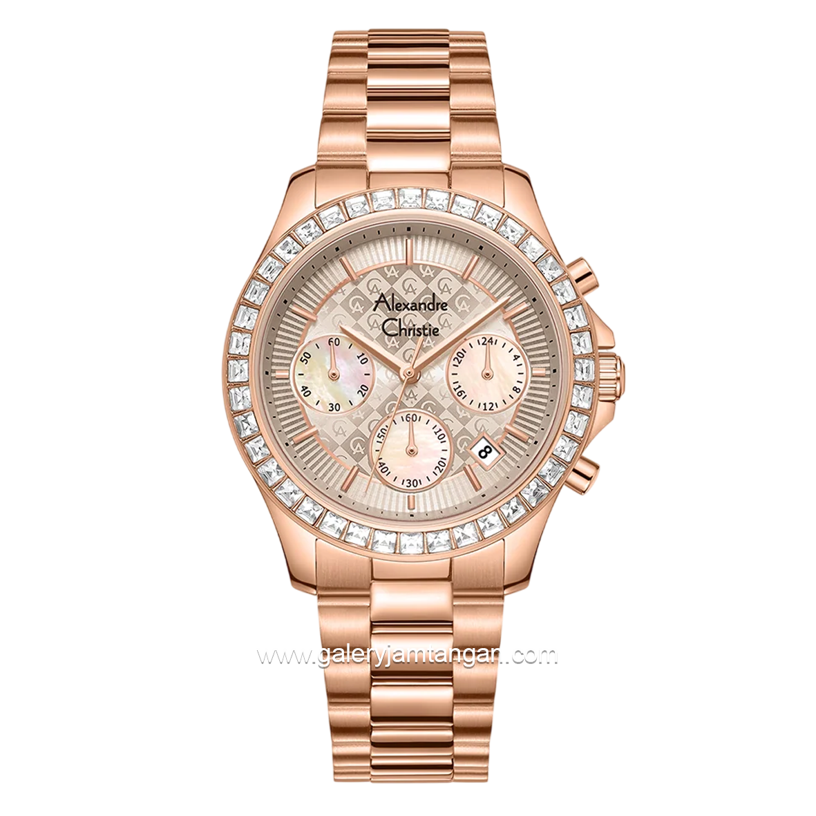 Alexandre Christie AC 6696 MCFRGLO Rosegold Dial Cream Stainless Steel Strap