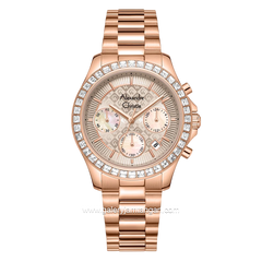 Alexandre Christie AC 6696 MCFRGLO Rosegold Dial Cream Stainless Steel Strap