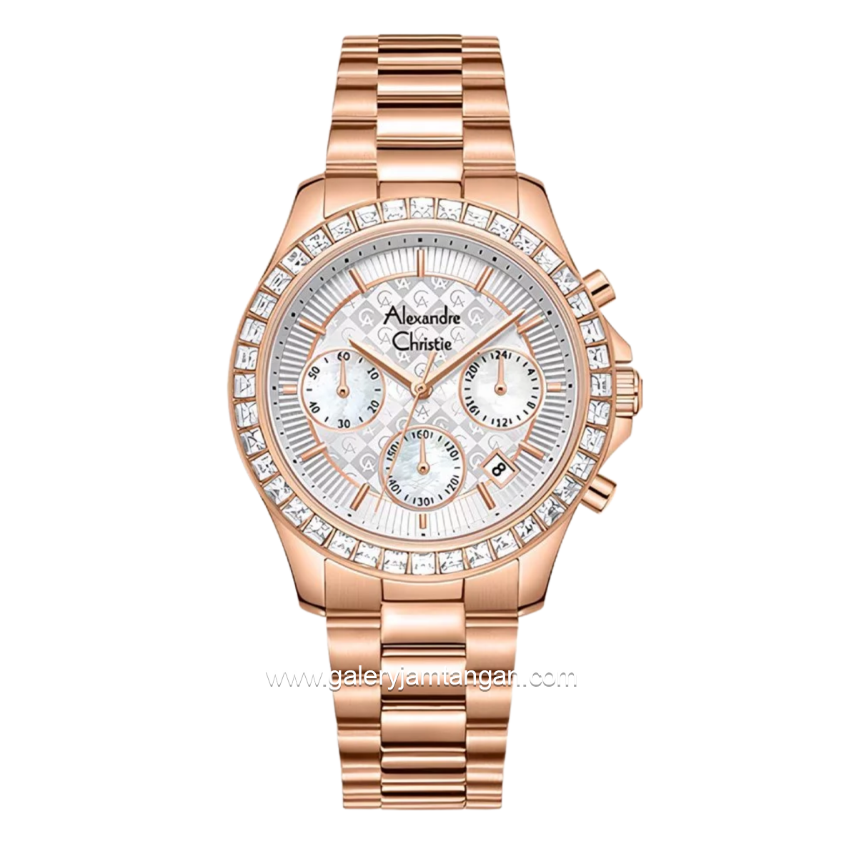 Alexandre Christie AC 6696 MCFRGSL Rosegold Dial White Stainless Steel Strap