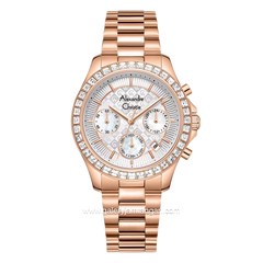 Alexandre Christie AC 6696 MCFRGSL Rosegold Dial White Stainless Steel Strap