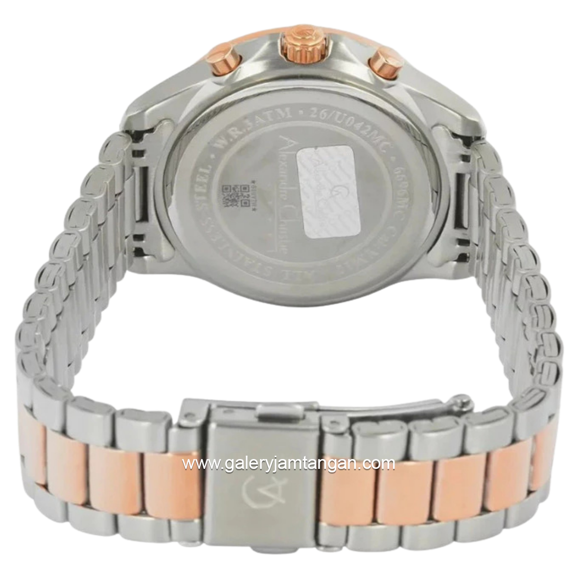 Alexandre Christie AC 6696 MCFTRSL Silver Combi Rosegold Dial White Stainless Steel Strap