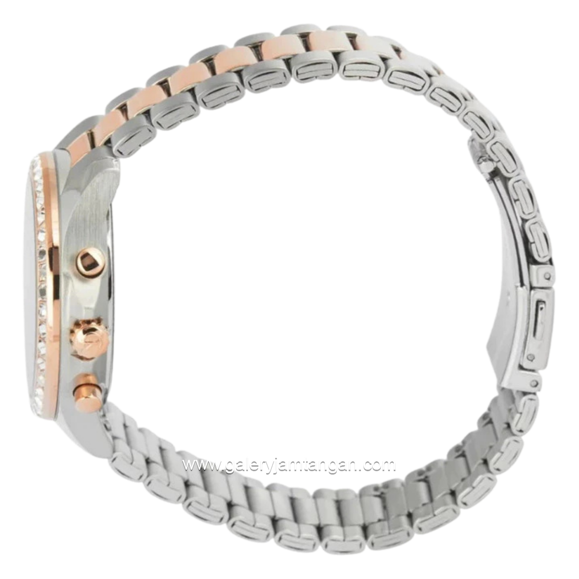 Alexandre Christie AC 6696 MCFTRSL Silver Combi Rosegold Dial White Stainless Steel Strap