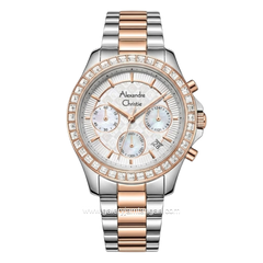 Alexandre Christie AC 6696 MCFTRSL Silver Combi Rosegold Dial White Stainless Steel Strap