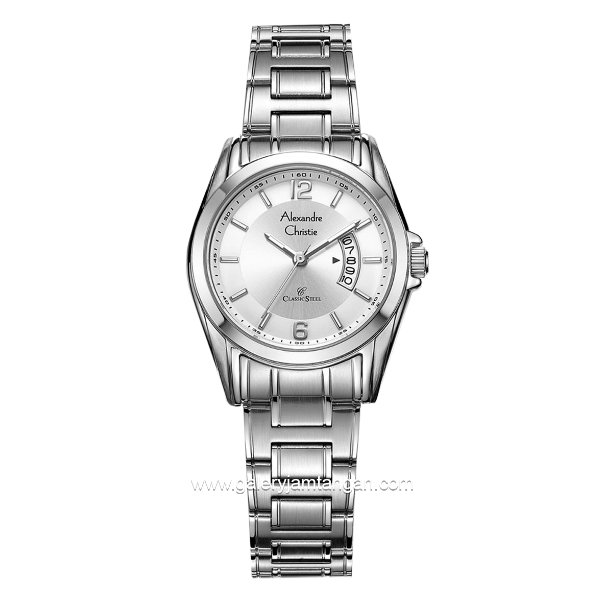 Alexandre Christie AC 8289 LD Silver Dial White Stainless Steel