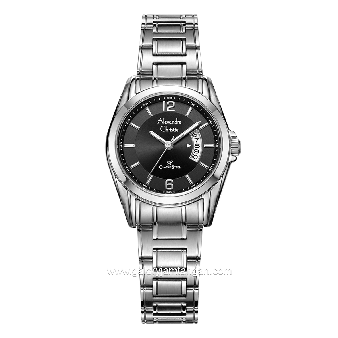 Alexandre Christie AC 8289 LD Silver Dial Black Stainless Steel