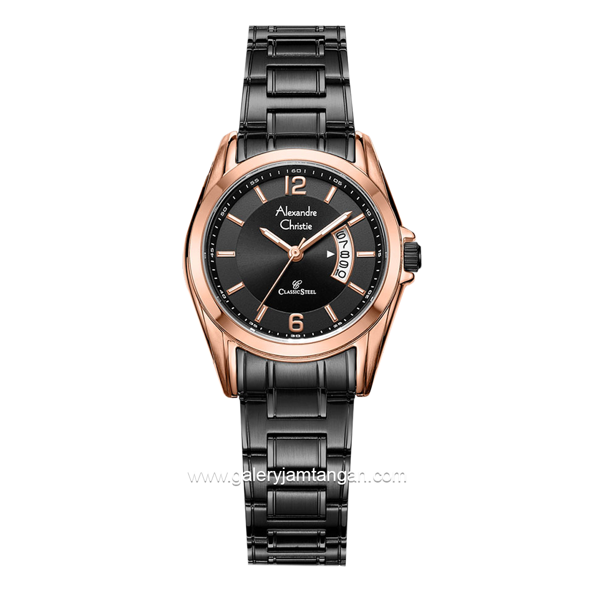 Alexandre Christie AC 8289 LD Black Rosegold Stainless Steel