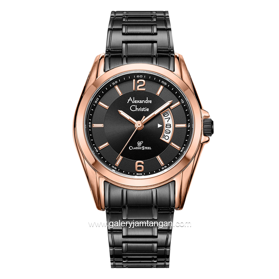 Alexandre Christie AC 8289 MD Black Rosegold Stainless Steel