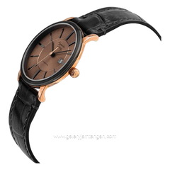 Alexandre Christie Classic AC 8344 LDLBRBO Ladies Black Rosegold Dial Brown Sunray Leather Strap