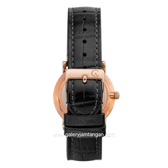 Alexandre Christie Classic AC 8344 LDLBRBO Ladies Black Rosegold Dial Brown Sunray Leather Strap
