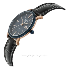 Alexandre Christie Classic AC 8344 LDLURBU Ladies Black Dial Blue Leather Strap
