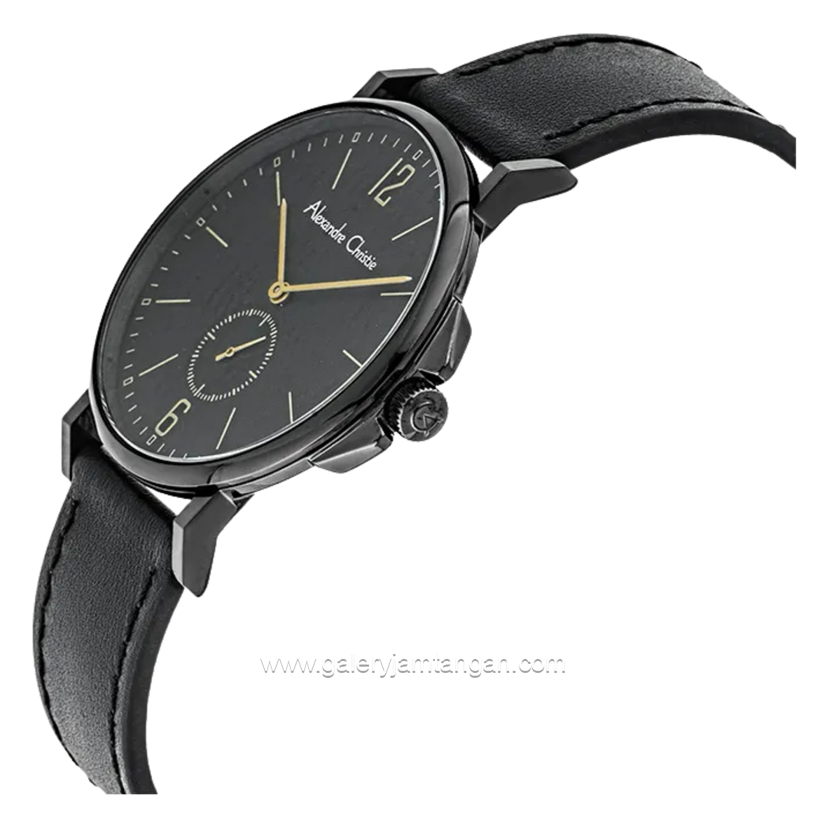 Alexandre Christie AC 8458 MSLIPBAIV Full Black Leather Strap