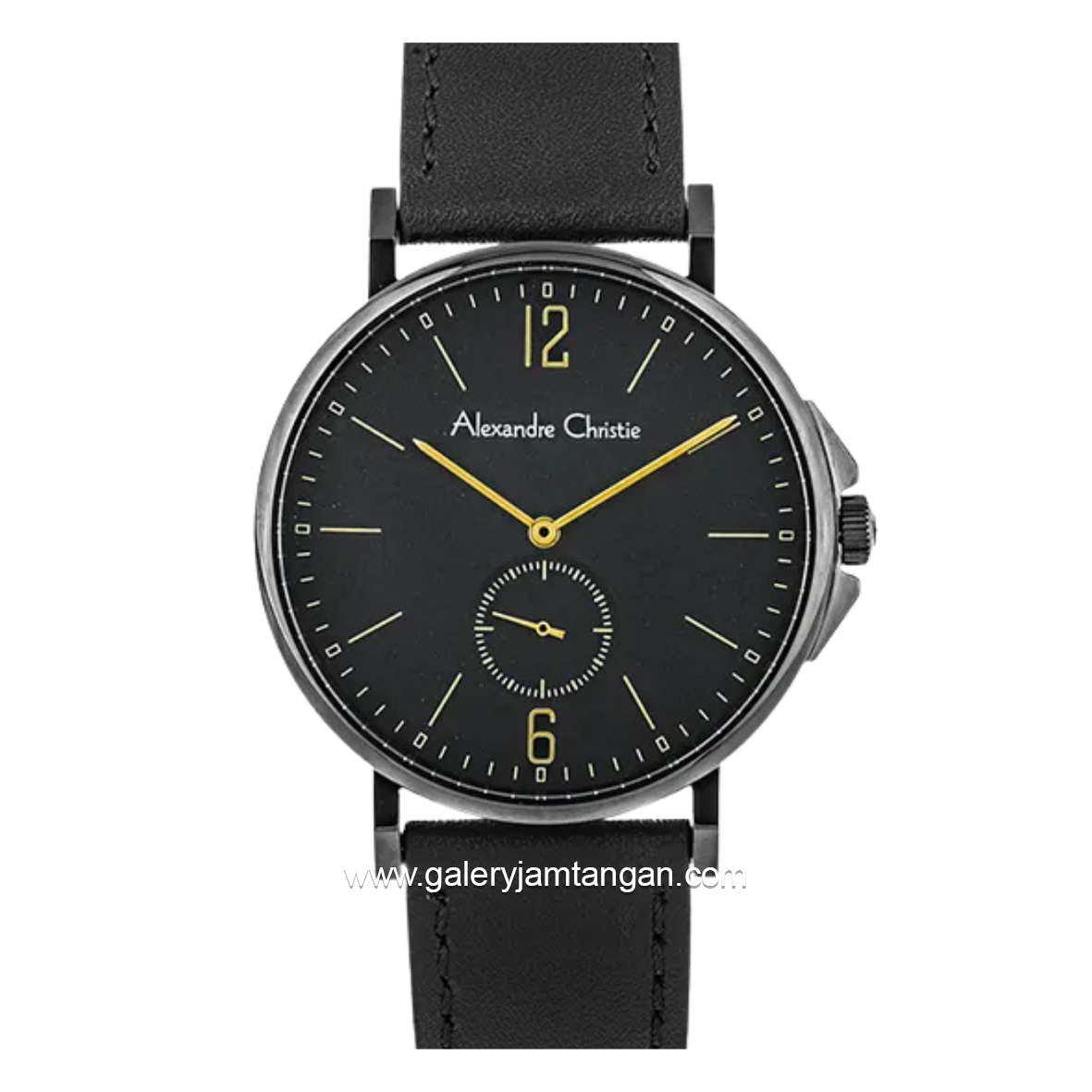 Alexandre Christie AC 8458 MSLIPBAIV Full Black Leather Strap
