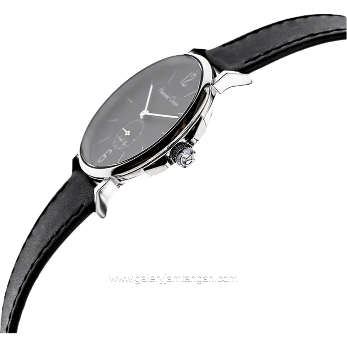 Alexandre Christie AC 8458 MSLSSBA Black Silver Dial Black Leather Strap