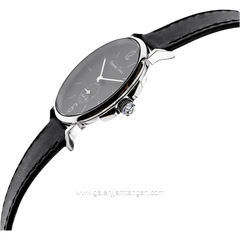 Alexandre Christie AC 8458 MSLSSBA Black Silver Dial Black Leather Strap