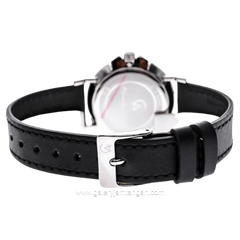 Alexandre Christie AC 8458 MSLSSBA Black Silver Dial Black Leather Strap