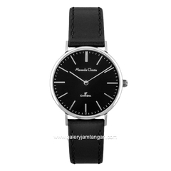 Alexandre Christie AC 8490 LHLSSBA Black Silver Dial Black Leather Strap
