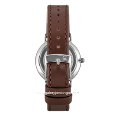 Alexandre Christie AC 8490 LHLSSSL Brown Silver Dial White Leather Strap