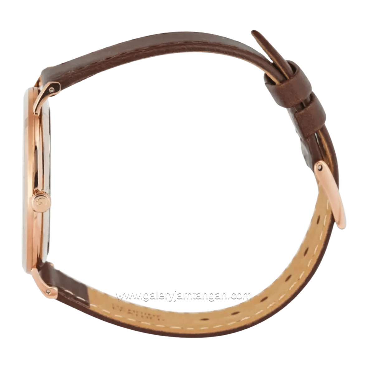 Alexandre Christie AC 8490 MHLRGSL Brown Rosegold Dial White Leather Strap
